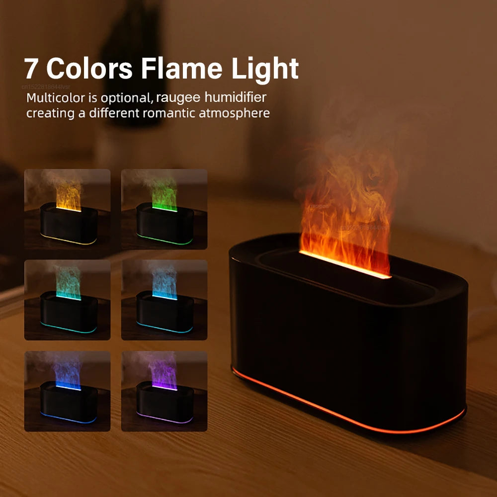 Diffuseur d'Huiles Essentielles avec Effet Flamme et Lumière