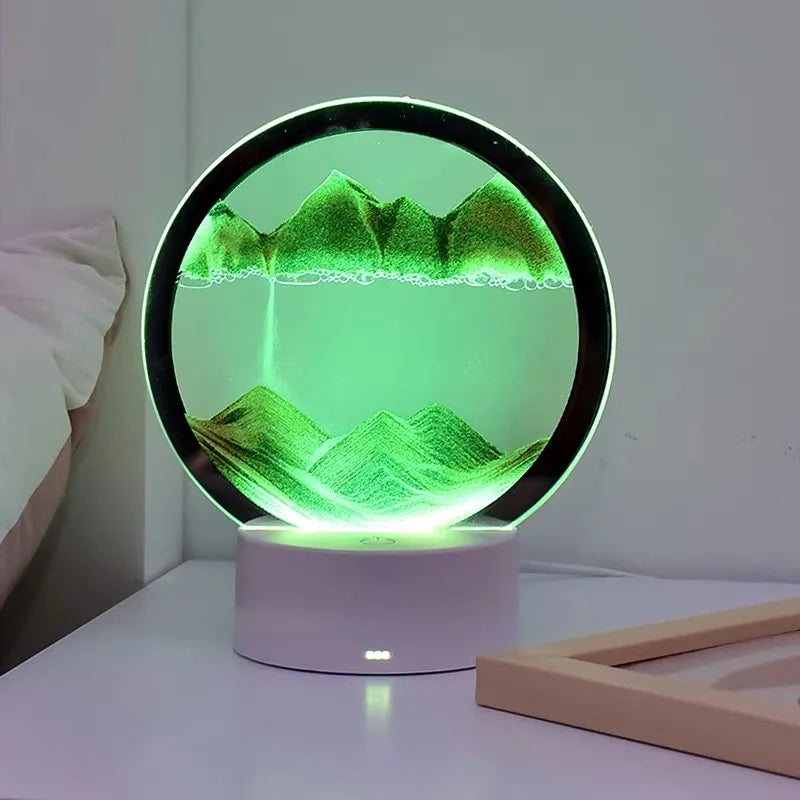Lampe Sablier 3D LED avec Sable Mouvant - Décoration Relaxante
