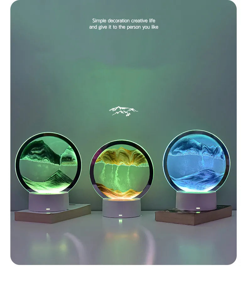 Lampe Sablier 3D LED avec Sable Mouvant - Décoration Relaxante