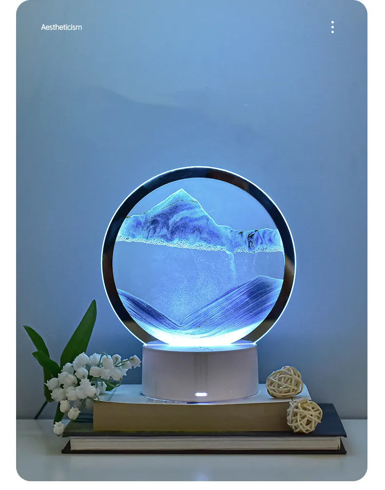 Lampe Sablier 3D LED avec Sable Mouvant - Décoration Relaxante