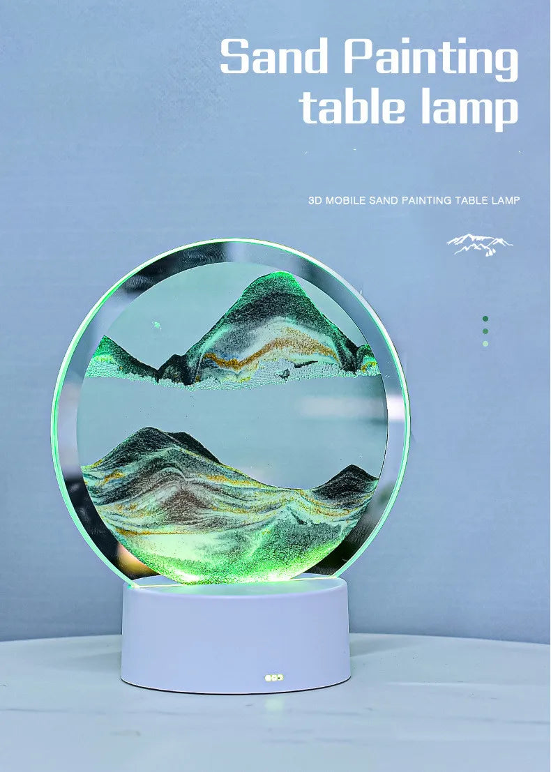 Lampe Sablier 3D LED avec Sable Mouvant - Décoration Relaxante
