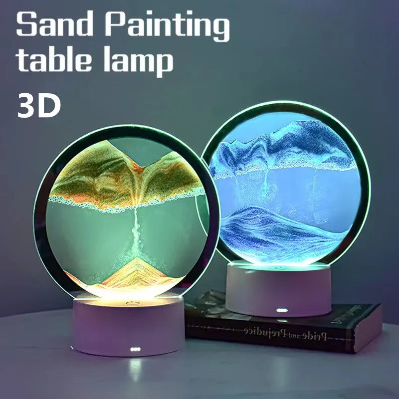 Lampe Sablier 3D LED avec Sable Mouvant - Décoration Relaxante