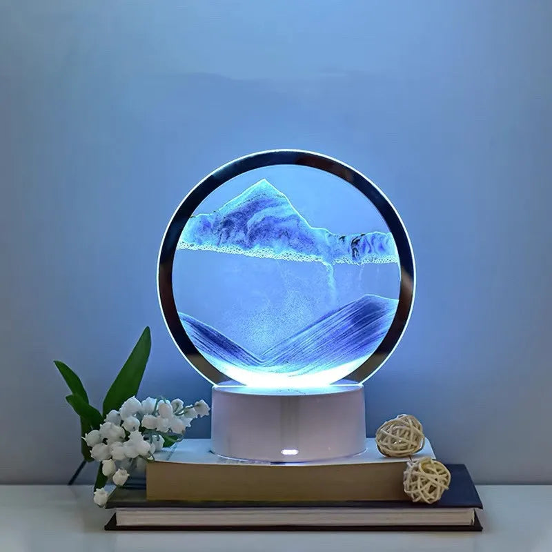 Lampe Sablier 3D LED avec Sable Mouvant - Décoration Relaxante