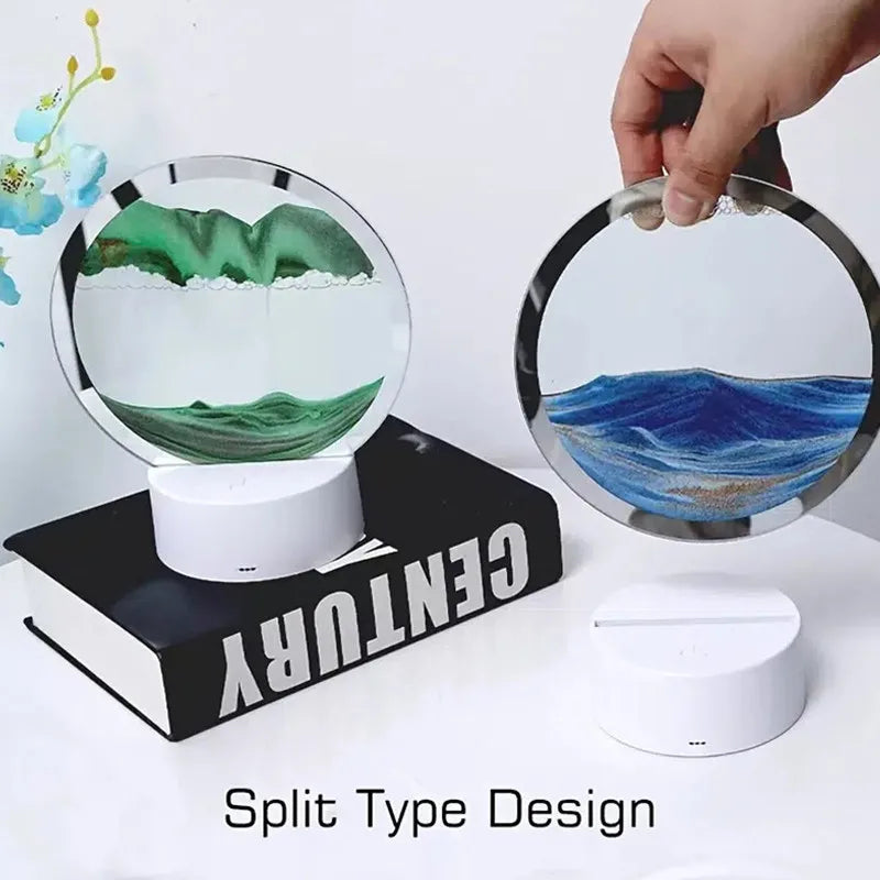 Lampe Sablier 3D LED avec Sable Mouvant - Décoration Relaxante