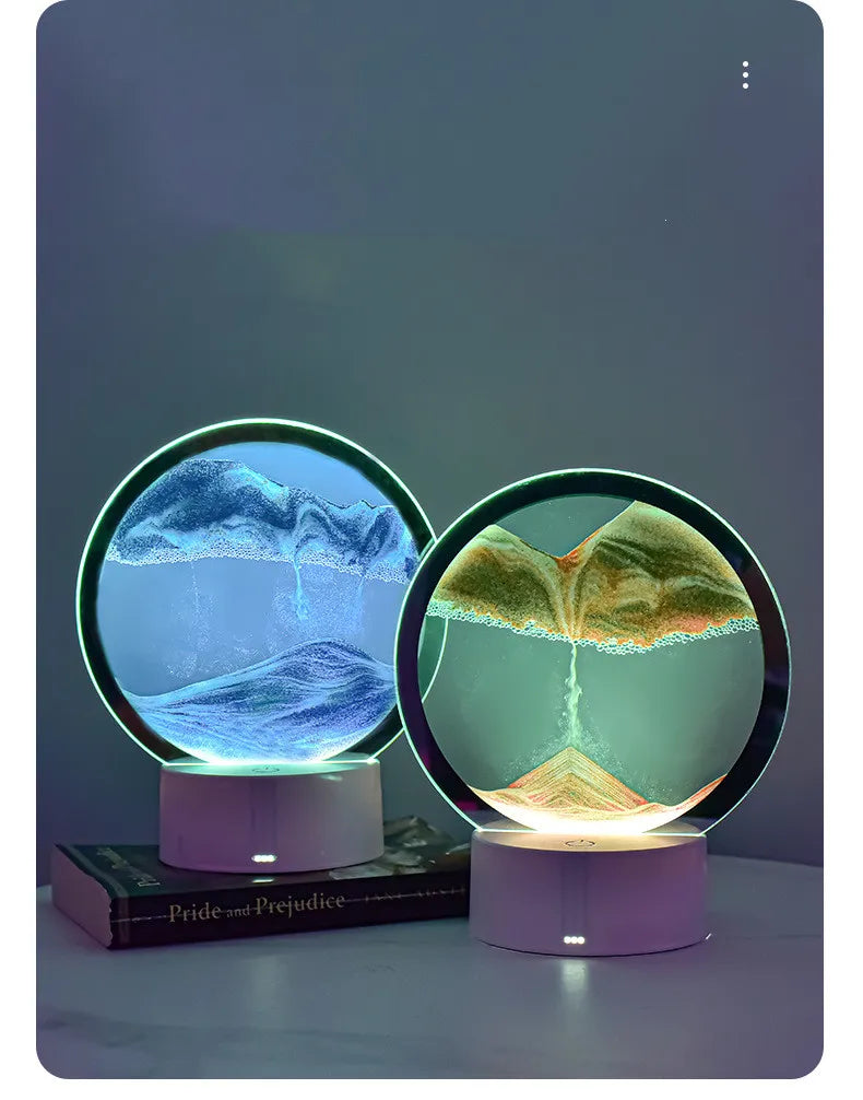 Lampe Sablier 3D LED avec Sable Mouvant - Décoration Relaxante