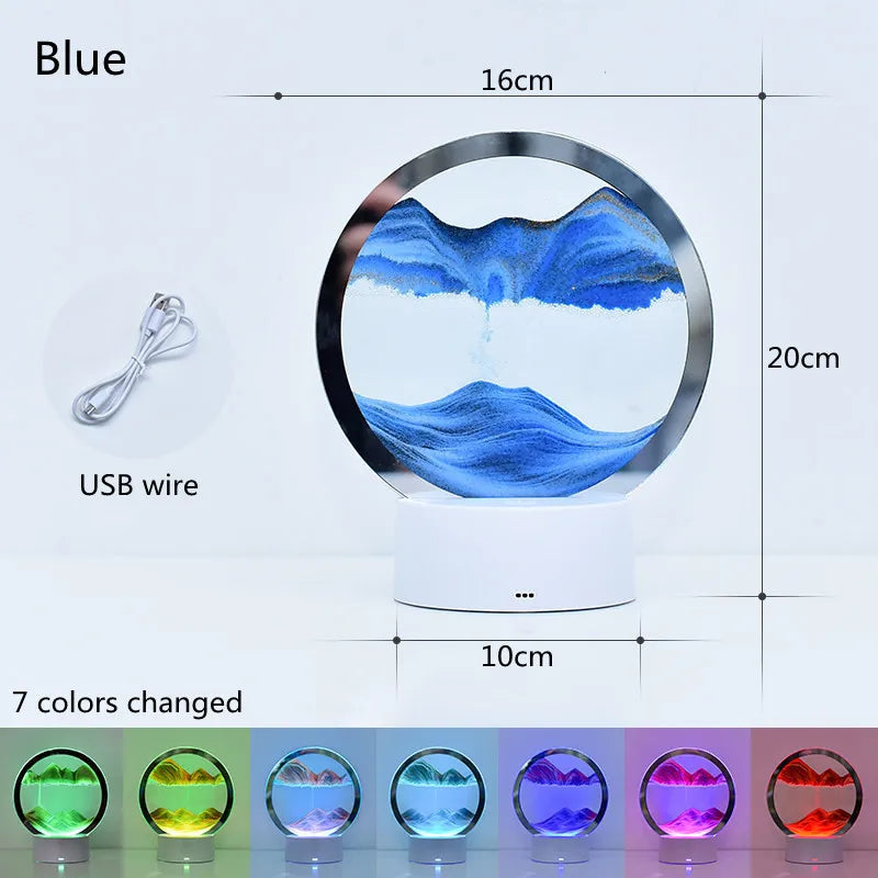 Lampe Sablier 3D LED avec Sable Mouvant - Décoration Relaxante