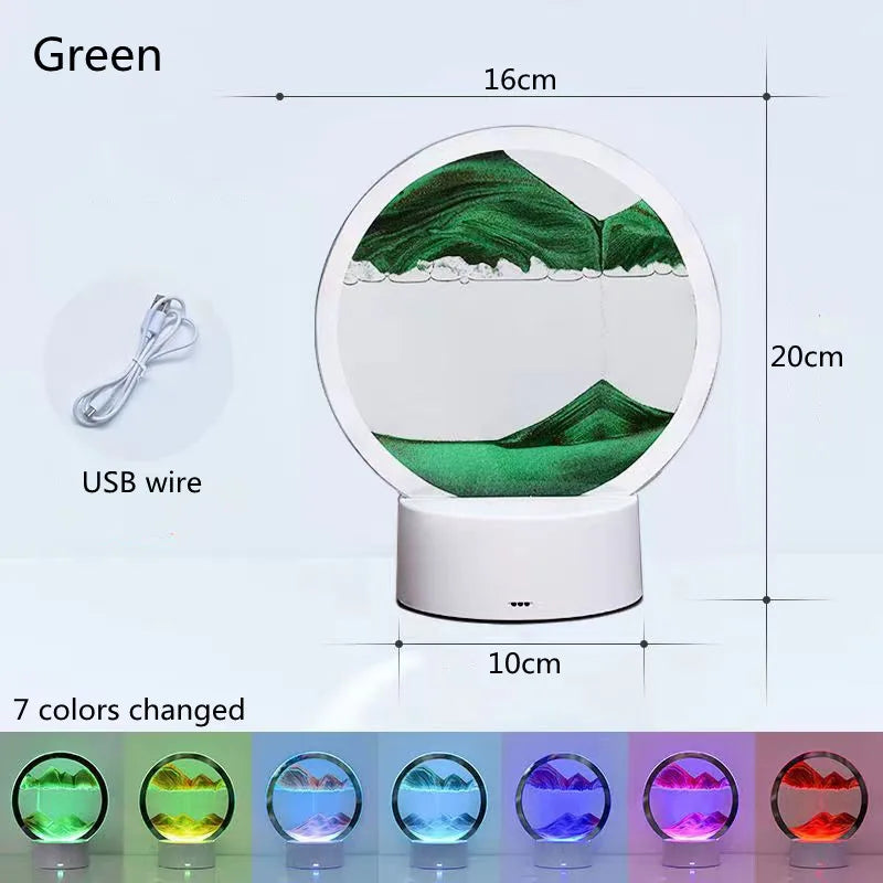 Lampe Sablier 3D LED avec Sable Mouvant - Décoration Relaxante