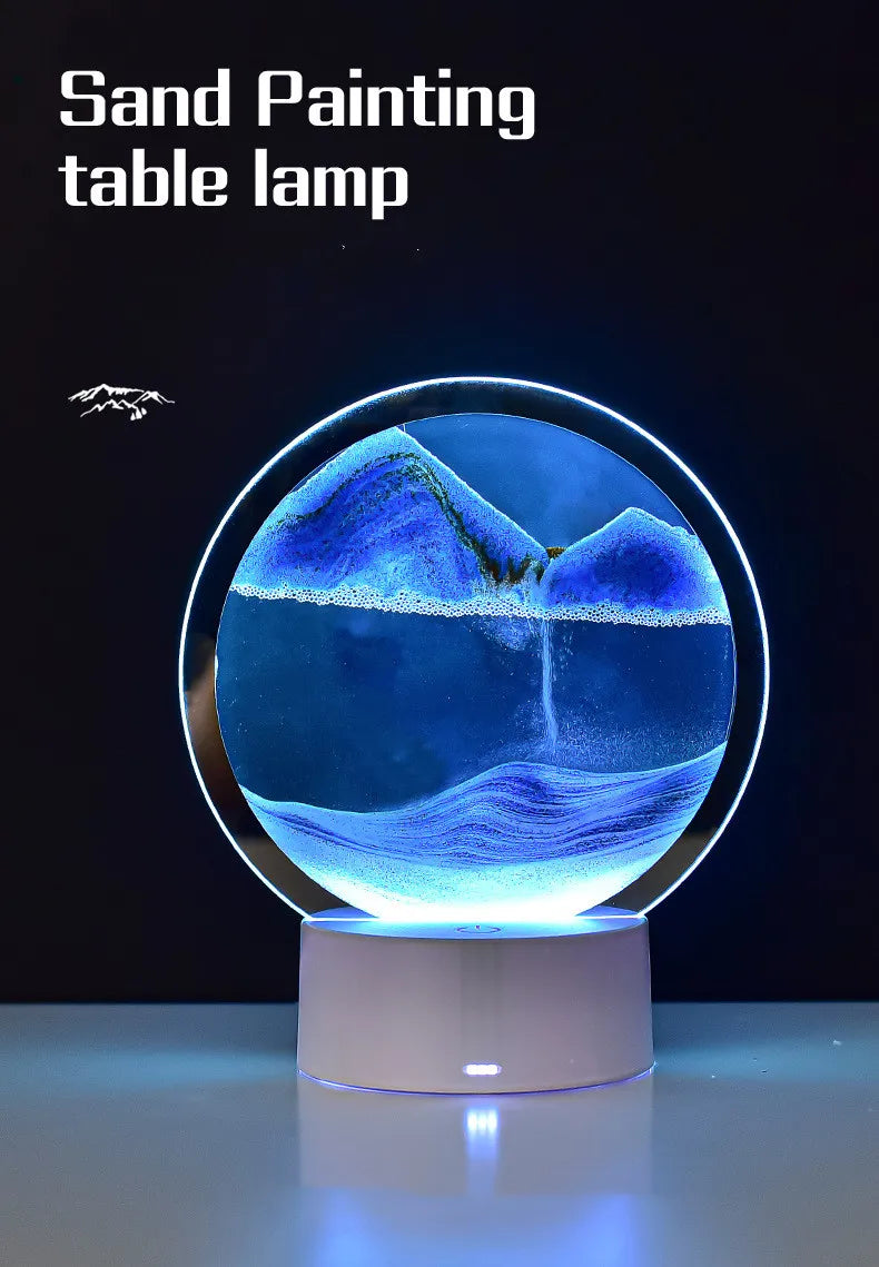 Lampe Sablier 3D LED avec Sable Mouvant - Décoration Relaxante