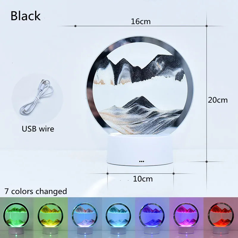 Lampe Sablier 3D LED avec Sable Mouvant - Décoration Relaxante