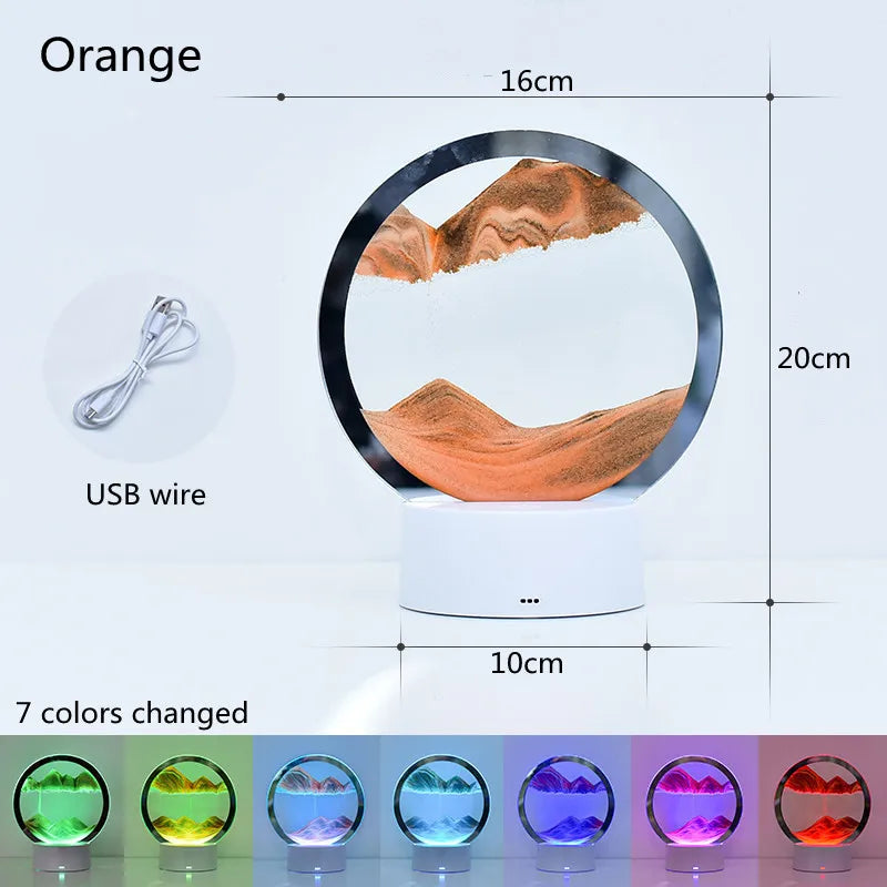 Lampe Sablier 3D LED avec Sable Mouvant - Décoration Relaxante