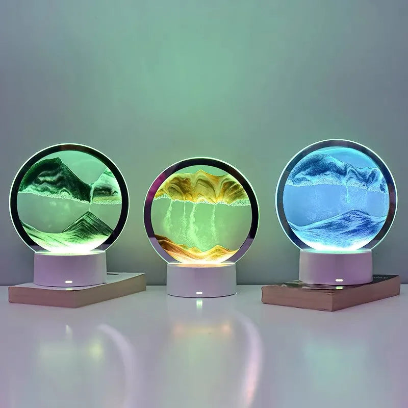 Lampe Sablier 3D LED avec Sable Mouvant - Décoration Relaxante