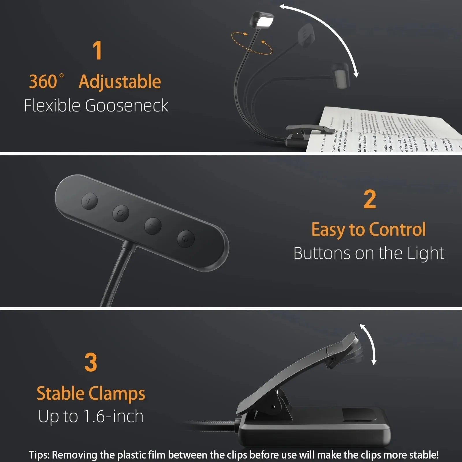 Lampe de Lecture LED à Pince Rechargeable USB