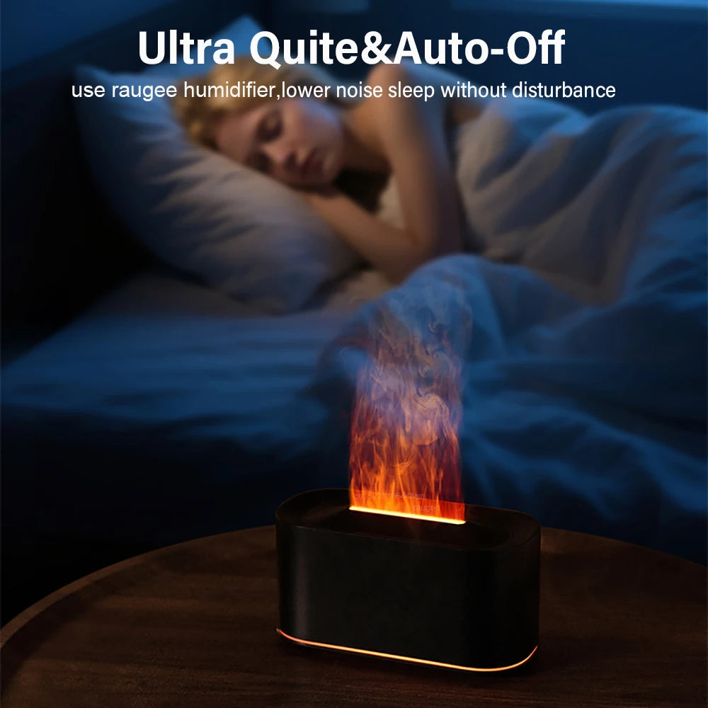 Diffuseur d'Huiles Essentielles avec Effet Flamme et Lumière