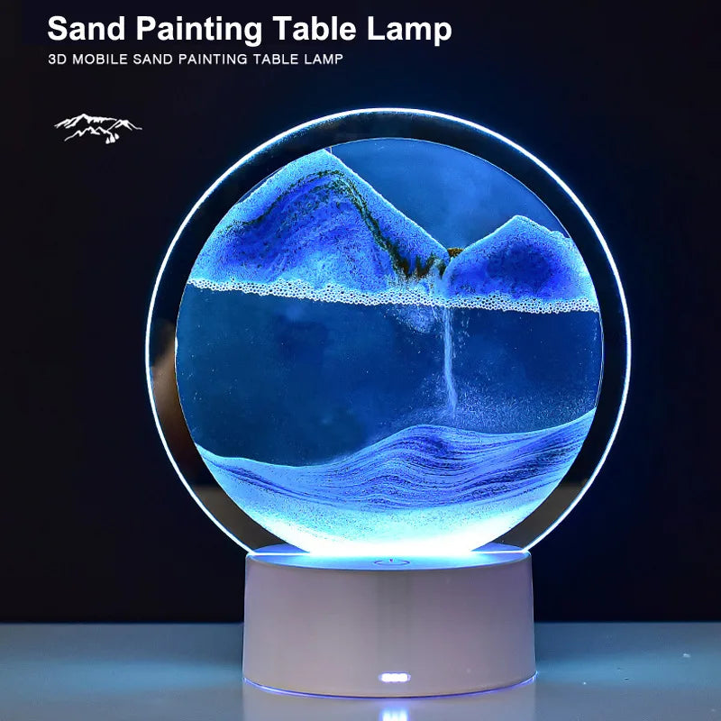 Lampe Sablier 3D LED avec Sable Mouvant - Décoration Relaxante