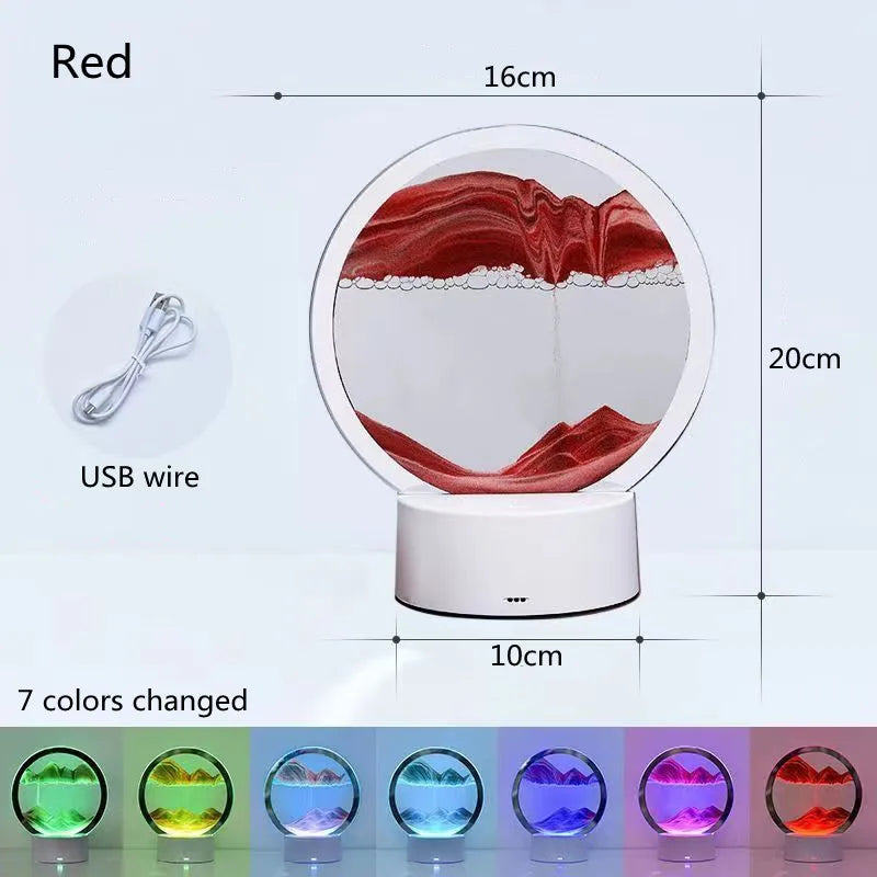 Lampe Sablier 3D LED avec Sable Mouvant - Décoration Relaxante